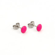 Novelty Neon Hot Pink Button Allergy-free Stainless Steel Ear Studs For Kids